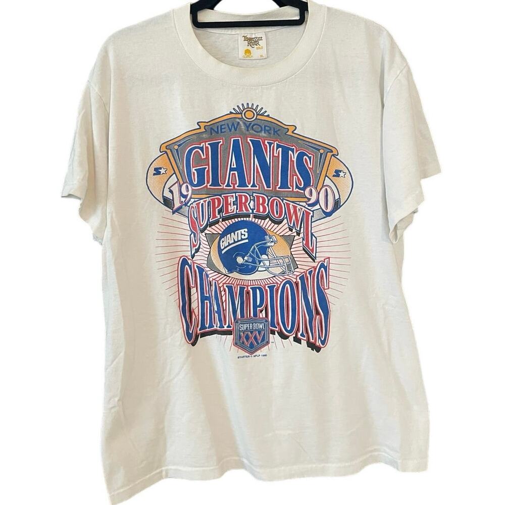 Vintage 90s New York Giants 1990 Super Bowl Champs Single Stitch Shirt Adult XL